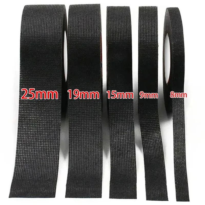 Heat Resistant Fabric Electrical Tape For Auto Wiring Harness And Cable Wrap black 9 Mm 60 M | 4 Roll