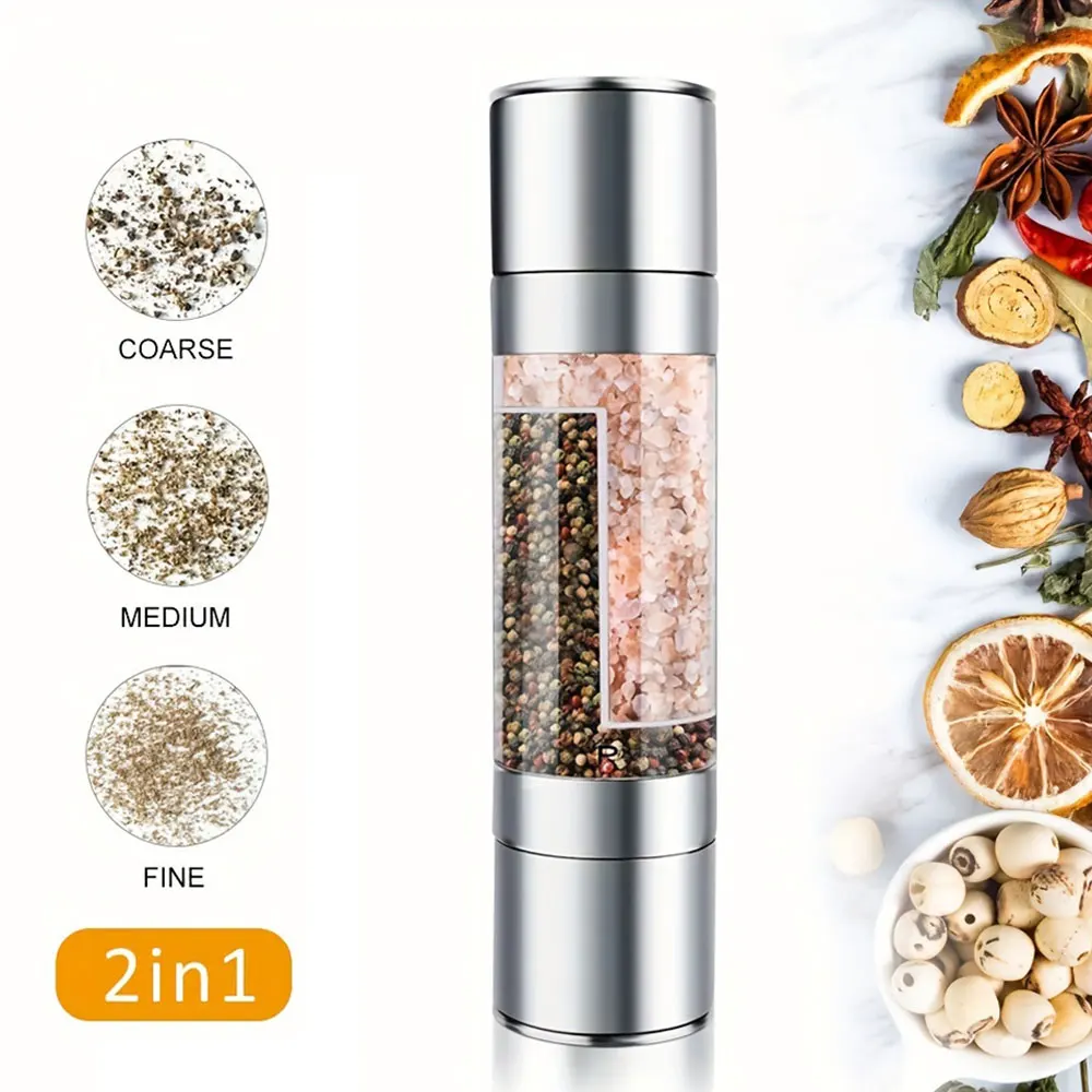 Manual Stainless Steel Salt And Pepper Grinder, Adjustable Ceramic Grinding Spice Mill, Kitchen Tool For Fresh Spices steel Shell