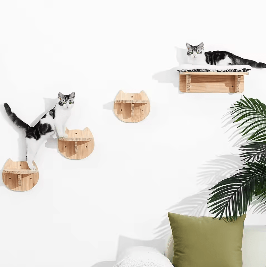 Wall Mounted Cat Shelves With Hammock Sisal Scratching Post And Climbing Ladder e pedal