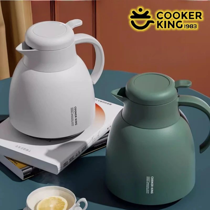 COOKER KING 1500ML Glass Thermal Kettle Portable Insulated Water Pot For Hot & Cold Drinks blue