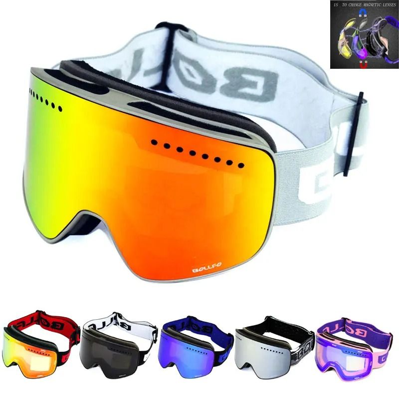 Magnetic Double Layer Polarized Ski Goggles With UV400 Protection black Clear Lens