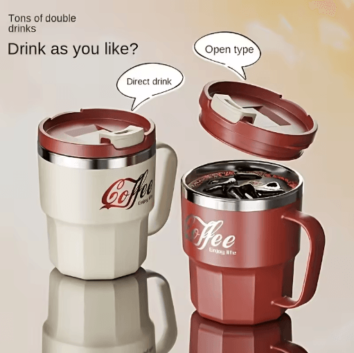 Insulated Stainless Steel Cup 304 Steel Anti Drop Mug With Lid For Home Office And Dorm khaki 400ml