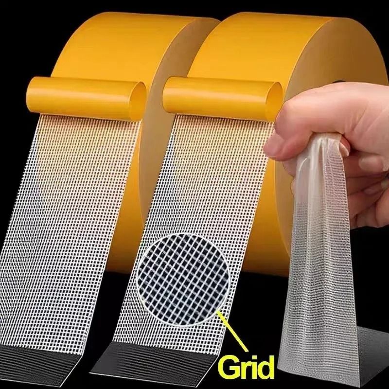 Heavy Duty Double Sided Tape Waterproof Traceless Grid Adhesive 40mm 10m