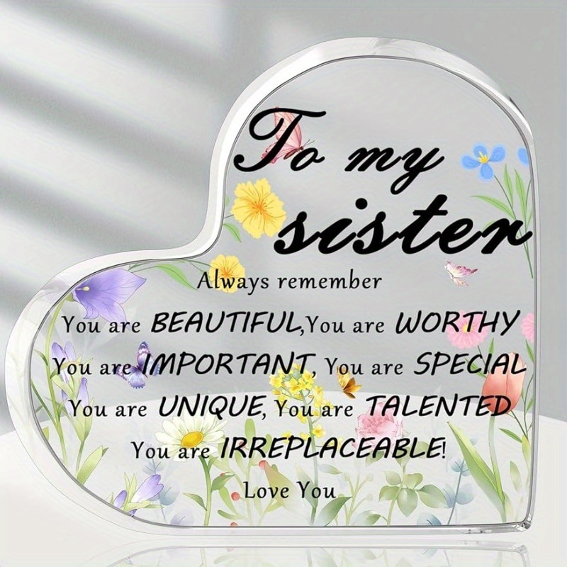 Gifts For Sister, Heart Acrylic Plaque Signs, Thoughtful Sister Christmas Birthday Presents Gifts For Sister, Heart Acrylic Plaque Signs, Thoughtful Sister Christmas Birthday Presents