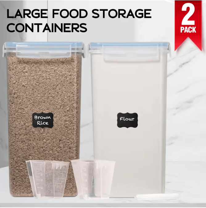 2 Pack 8.5 L Airtight Food Storage Containers With Lids And Labels For Kitchen Pantry Organization 2 Pack 8.5 L Airtight Food Storage Containers With Lids And Labels For Kitchen Pantry Organization