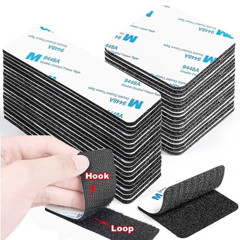 Self Adhesive Hook And Loop Fastener Tape Strong Nylon Mounting Pads white 25x50 Mm 10 Pcs