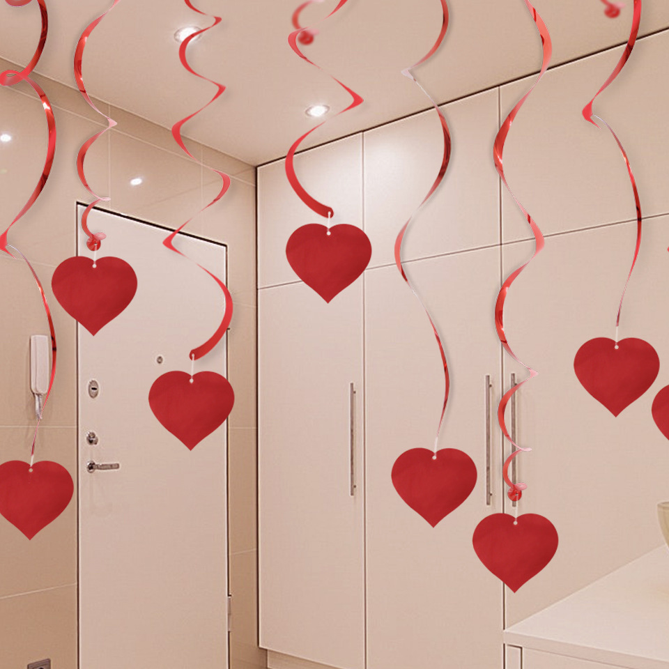 Hanging Anniversary Heart Love Spiral Swirl Garland Balloon Straws For Valentine's Day Wedding Party 20pcs Straws B