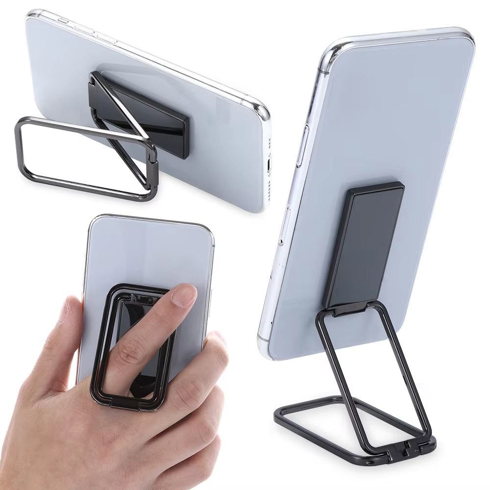 360 Rotation Ultra Thin Adjustable Phone Holder Ring Foldable Metal Kickstand blue Plastic