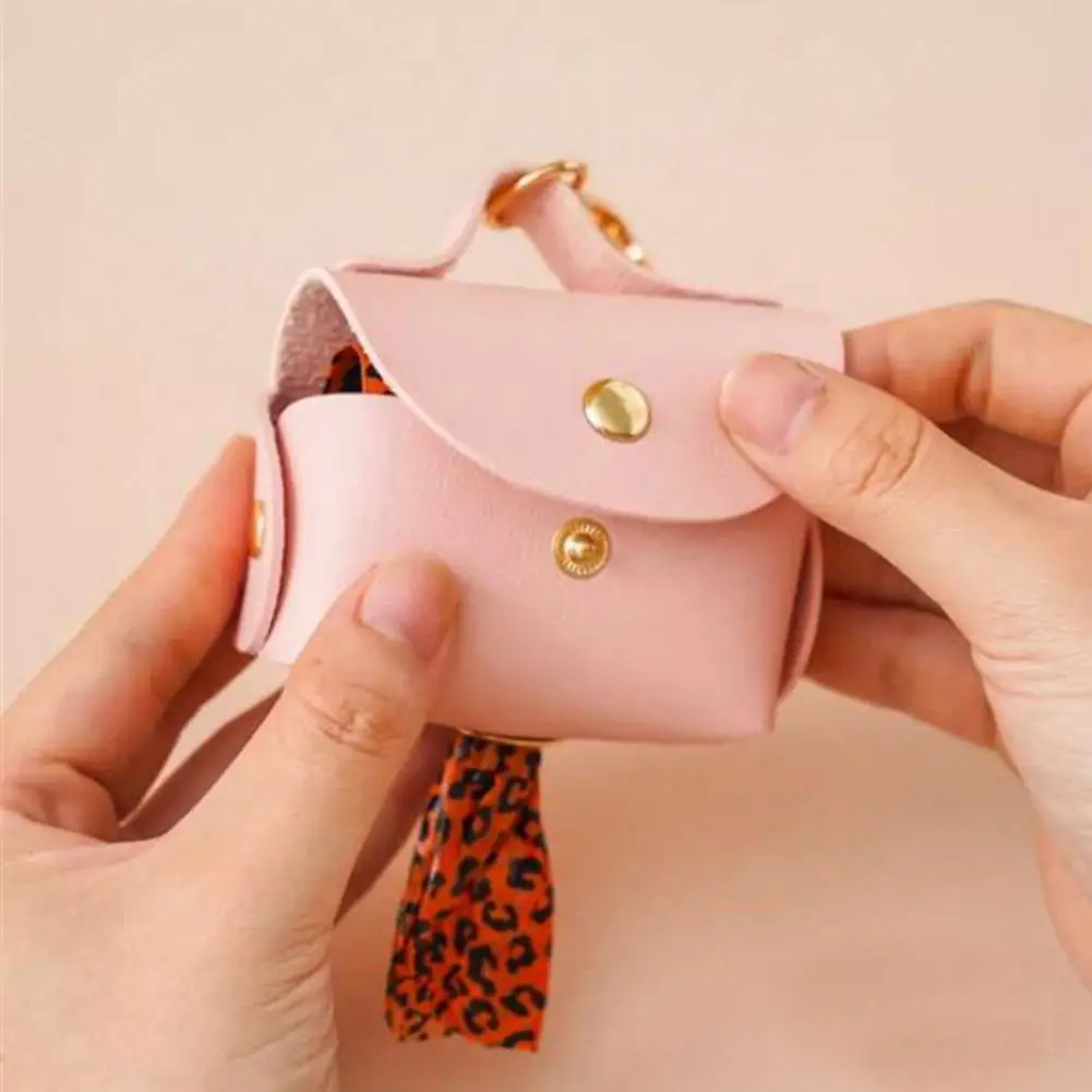 Faux Leather Pet Poop Bag Holder With Dispenser Portable Dog Bag Organizer Stylish Pet Supplies For Dogs pink