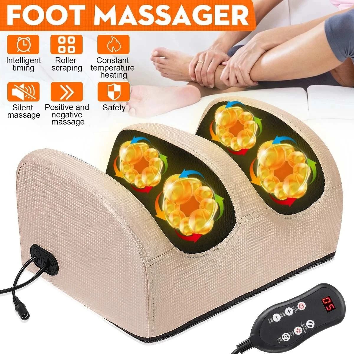 Heated Shiatsu Foot And Calf Massager With Remote Control red