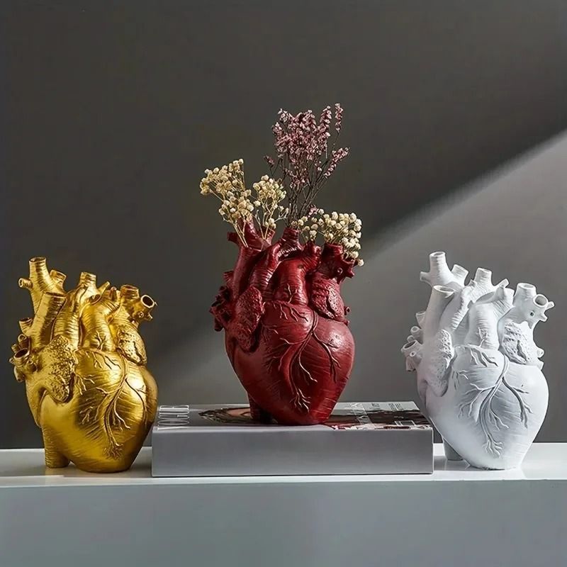 Anatomical Heart Shaped Creative Sculpture Vase brown