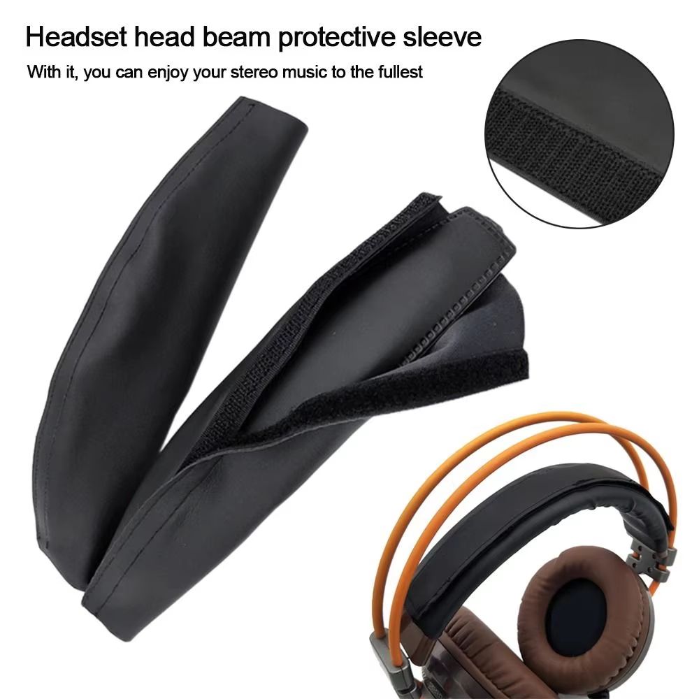 Universal PU Leather Headset Earmuff And Headband Replacement Pads 9.65x1.97in