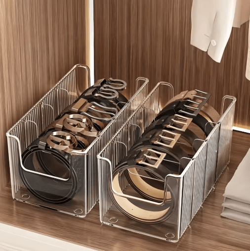 Acrylic Belt Storage Box Large Capacity Divided Organizer 1 To 2 Pc Set 2 Pcs