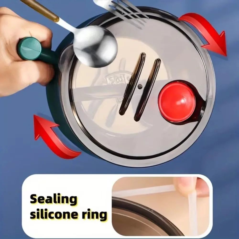 1000ml Stainless Steel Ramen Bowl With Lid & Handle Insulated Noodle Bowl For Office, Travel & Home blue