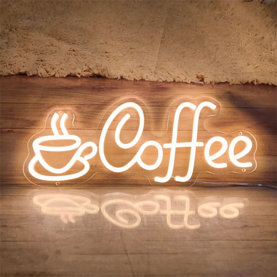 LED Coffee Neon Sign USB Powered Wall Light Single Color Hanging Decor For Cafe, Bar, Shop, Kitchen & Home Coffee Corn 15.75 5.35 In
