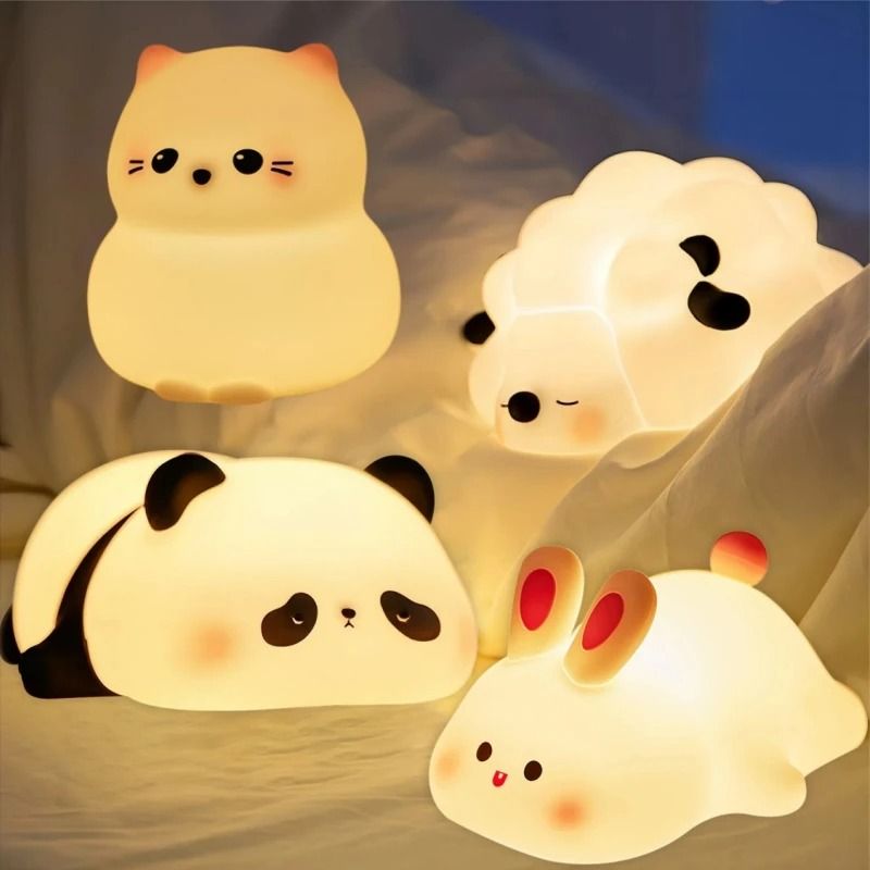 Cute Animal Shape Silicone Night Light Rechargeable Bedside Lamp sheep