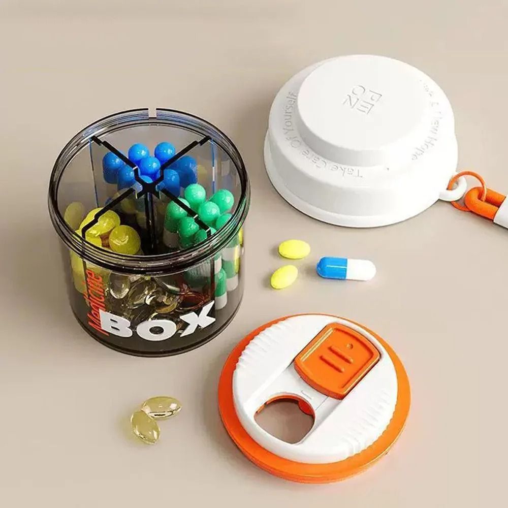 Portable Mini Multifunctional Medicine Storage Box 4 Compartment Travel Daily Pill Organizer pink