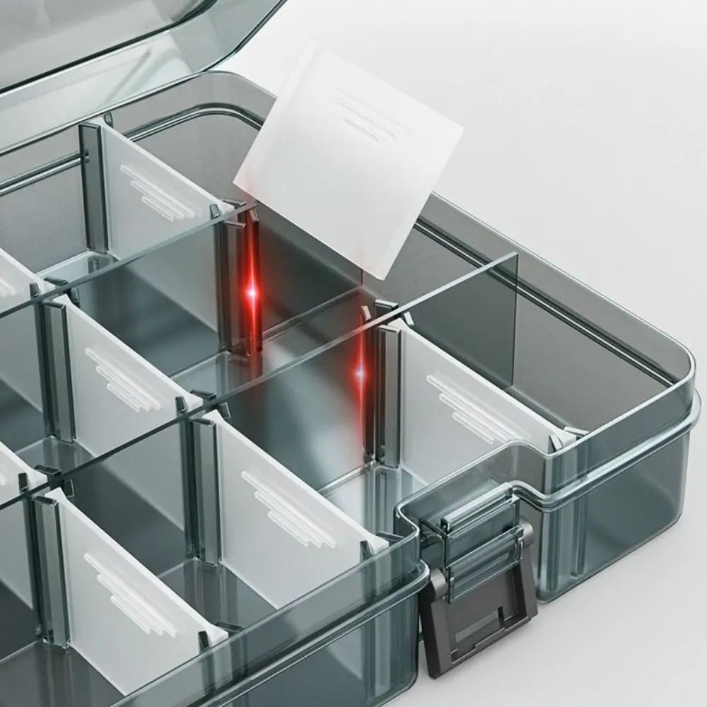 Thickened Transparent Tool Parts Organizer Box With Removable Grid Compartments For Screws Drill Bits & Hardware 4