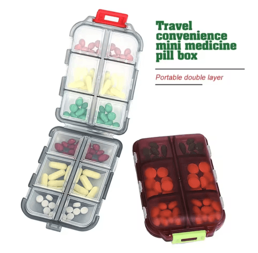 Portable Folding Pill Case Compact Medicine Organizer For Daily And Travel Use white