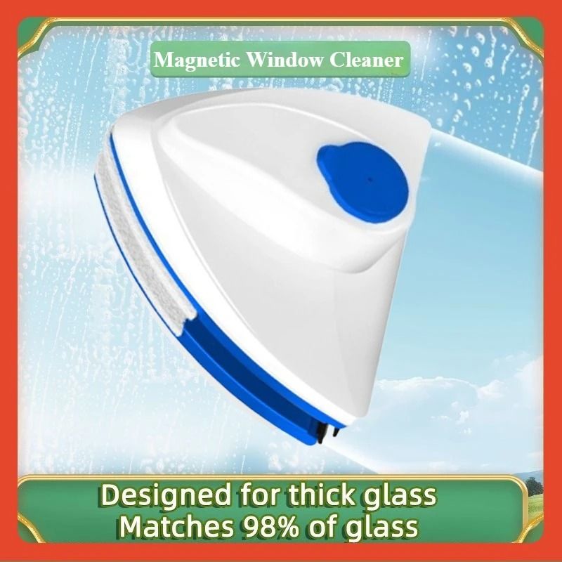 High Rise Double Sided Magnetic Glass Window Cleaning Wiper With Water Storage blue 3 8 Mm