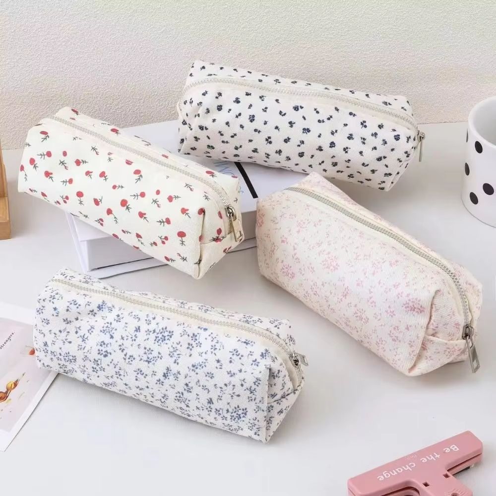 Large Cute Floral Pen Bag Multi Function Stationery Organizer Pouch colorful