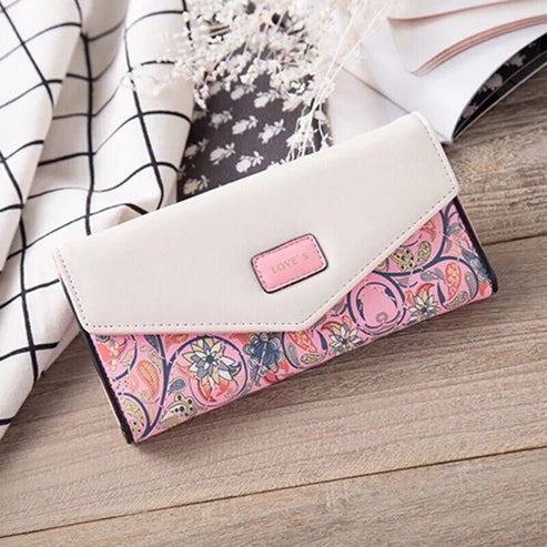 Fashion Women Leather Clutch Wallet, RFID Blocking Long Card Holder Purse Bag Handbag For Modern Women, Large Capacity pink