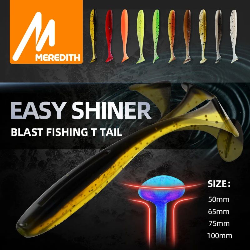 MEREDITH Easy Shiner Soft Plastic Fishing Lures (10 Pack) Paddle Tail Swimbaits For Carp & Bass s17 65mm 10pcs