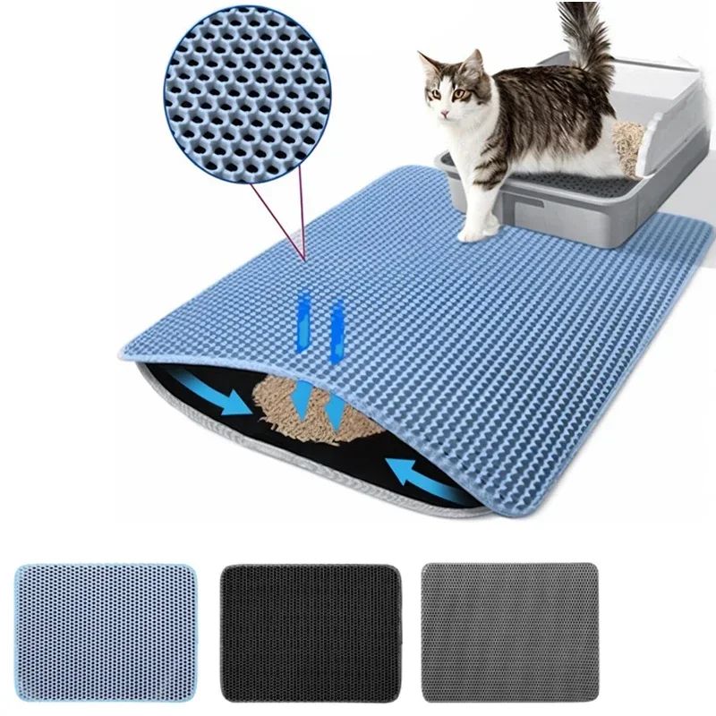 Double Layer Waterproof Cat Litter Mat black 11.81 In 11.81 In