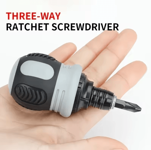 Compact Ratchet Screwdriver Set Short Radish Head Multi Function Tool With Dual Purpose Drive black