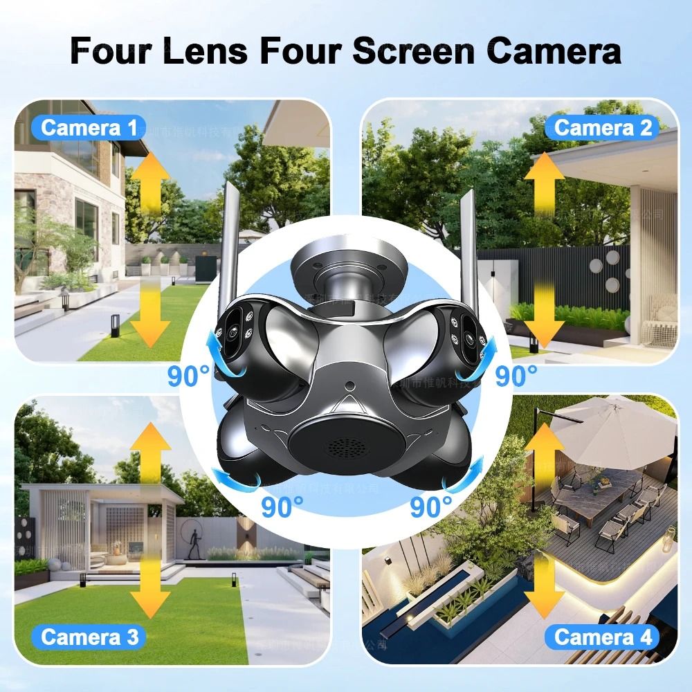 Ultra HD 10K Four Screen Multi Lens Surveillance System 6k Wifi With 128g