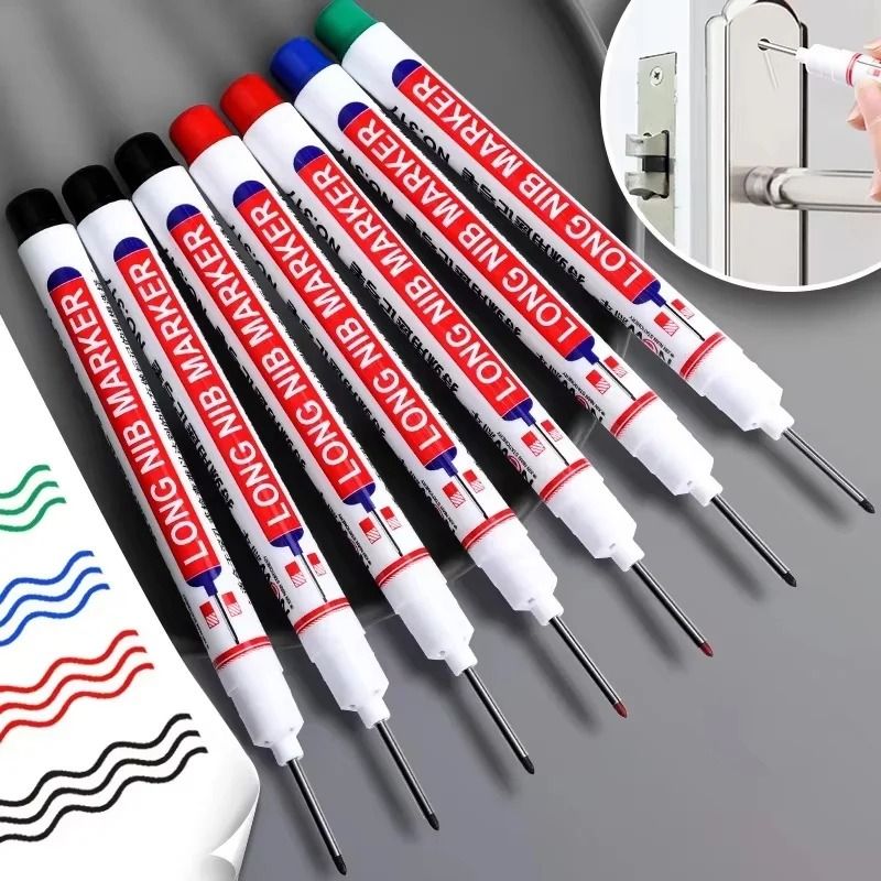 Multi Purpose 20mm Long Head Deep Hole Marker Professional Waterproof Pen For Woodworking & Metalworking green 4 Pcs