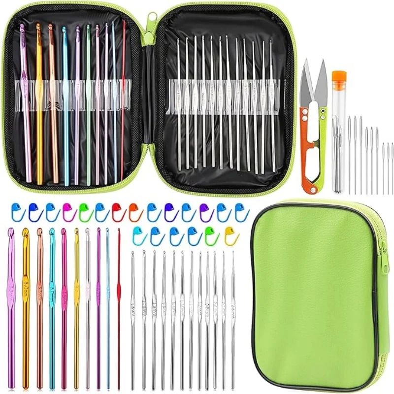 54 Piece Crochet Needle Kit With Case pink