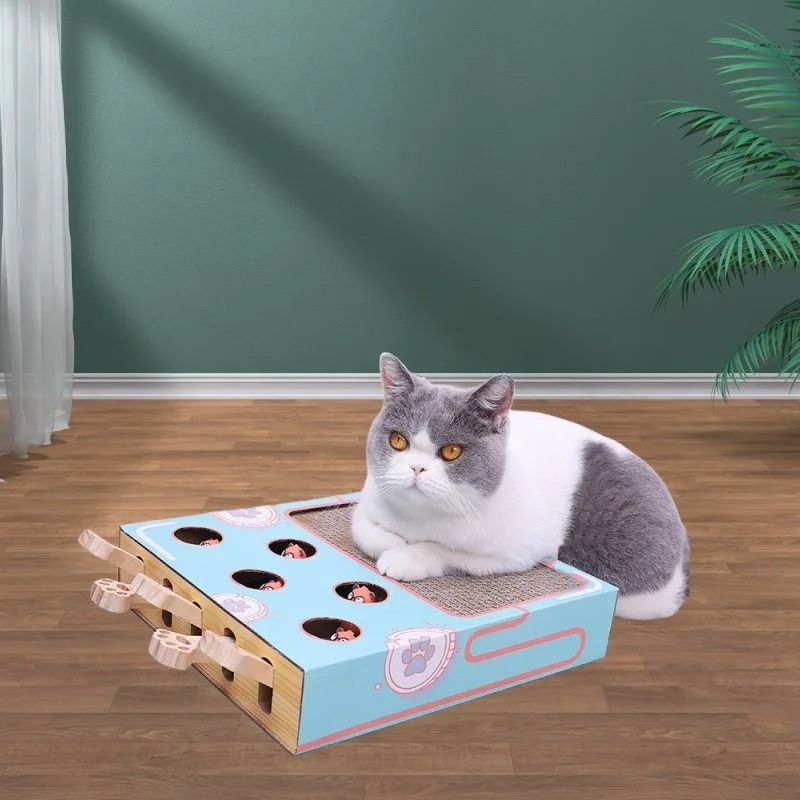 3 In 1 Interactive Whack A Mole Cat Toy And Scratcher green