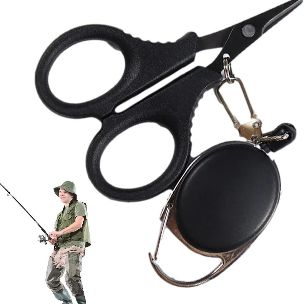 Stainless Steel Braided Line Scissors With Retractable Lanyard Fast, Clean Fishing Line Cutter For Tackle Boxes telescopic Buckle