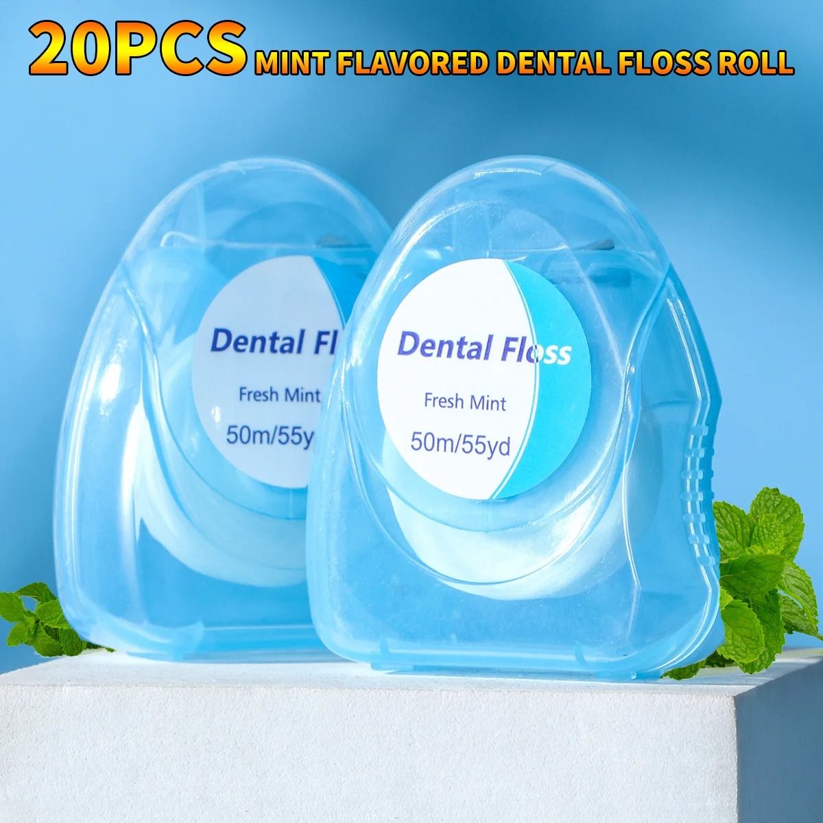 Premium Mint Flavored Dental Floss Roll 50m Professional Interdental Cleaning & Oral Care 20 Pcs