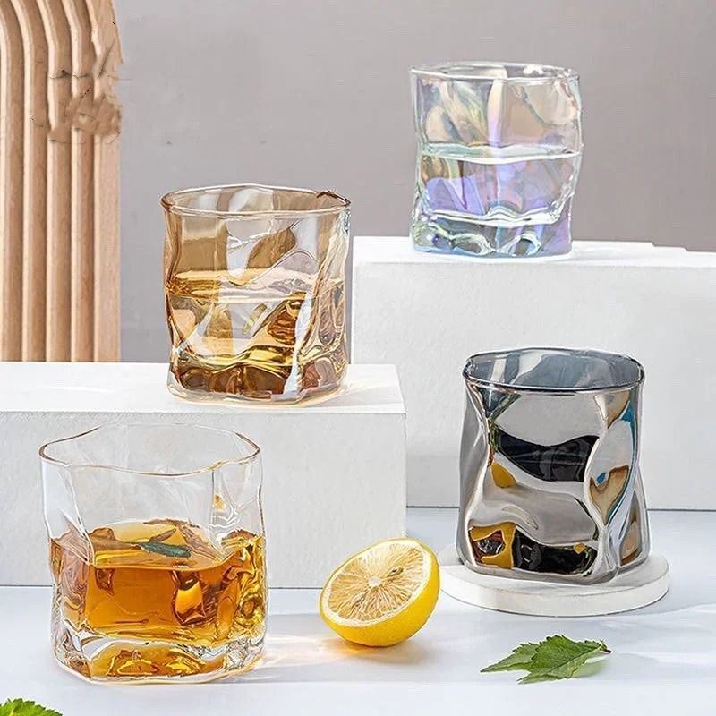 Artisanal Glacier Glass Mug 190ml Irregular Whiskey & Coffee Cup gray
