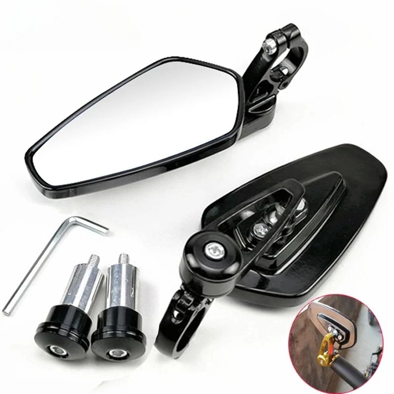 Universal Bar End Motorcycle Rearview Mirrors 22mm Handlebar Set red