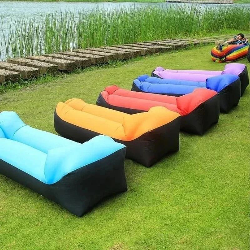 Portable Outdoor Inflatable Lounger And Folding Camping Sofa orange