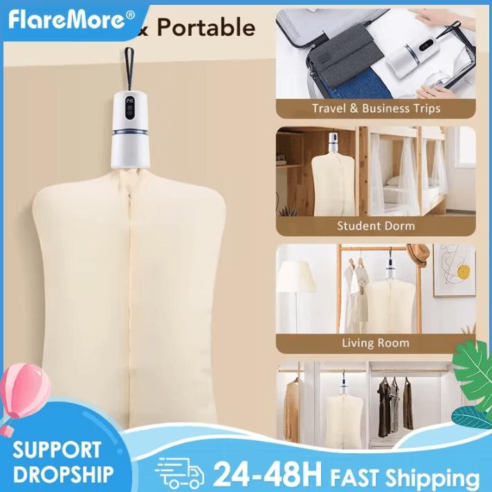 Portable 360 Hot Air Foldable Electric Clothes Dryer For Home Travel Dorm Camping white eu