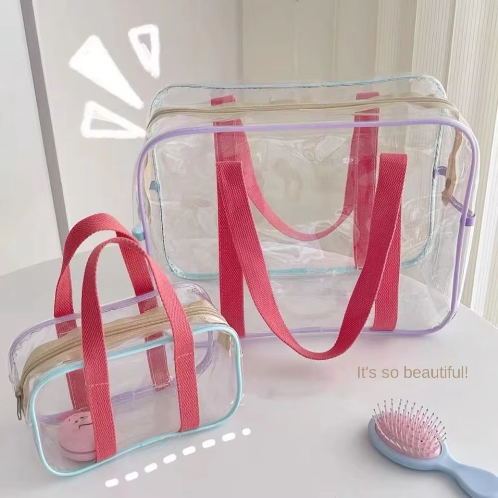 Large Transparent PVC Jelly Beach Bag Waterproof Outdoor Tote 13.78x10.24x5.12in