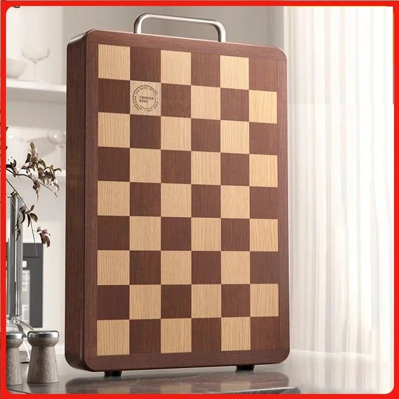 Artisan Chessboard Patterned Solid Wood Culinary Board m