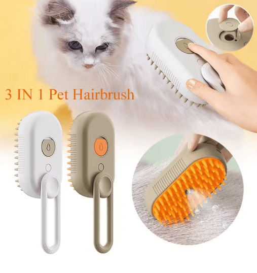 3 in 1 Electric Pet Steam Brush Spray, Massage & Grooming Comb For Cats & Dogs pink
