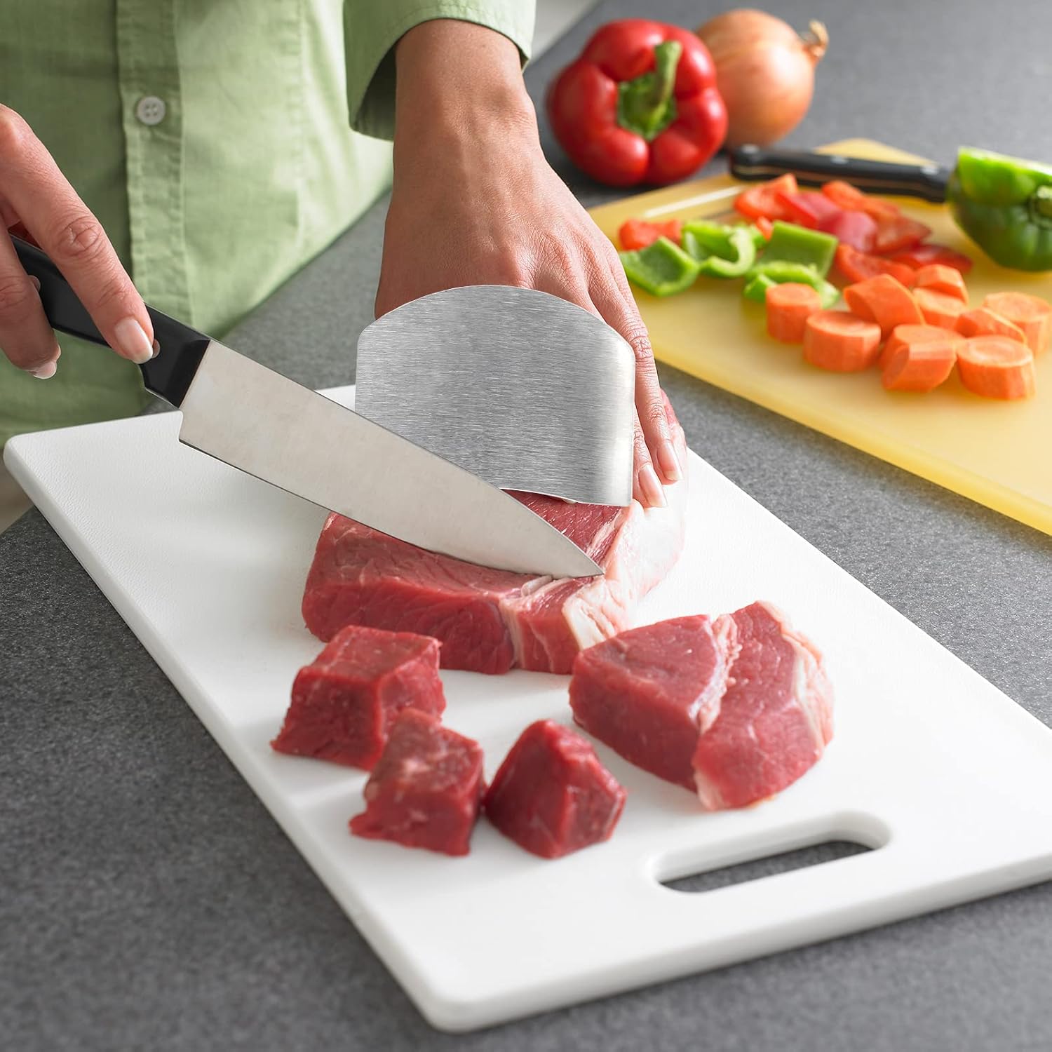 Finger Safety Protector, Stainless Steel Cutting Hand Guard For Slicing Meat And Vegetables Finger Safety Protector, Stainless Steel Cutting Hand Guard For Slicing Meat And Vegetables