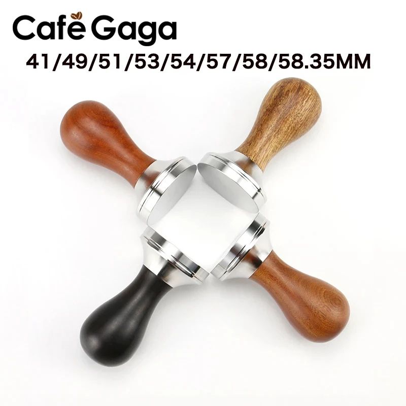 Premium Adjustable Coffee Tamper With Wooden Handle & Stainless Steel Base 2.01in 2.09in 2.24in 2.30in honey Brown Wood 1.93in
