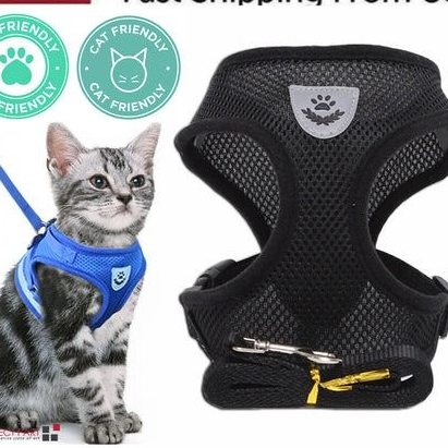 Adjustable Cat Dog Harness, Reflective Control Vest, Leash For Dogs, Pet Safety blue s
