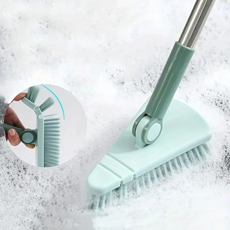 Triangle Floor Brush With Long Handle For Bathroom Kitchen And Balcony light Blue