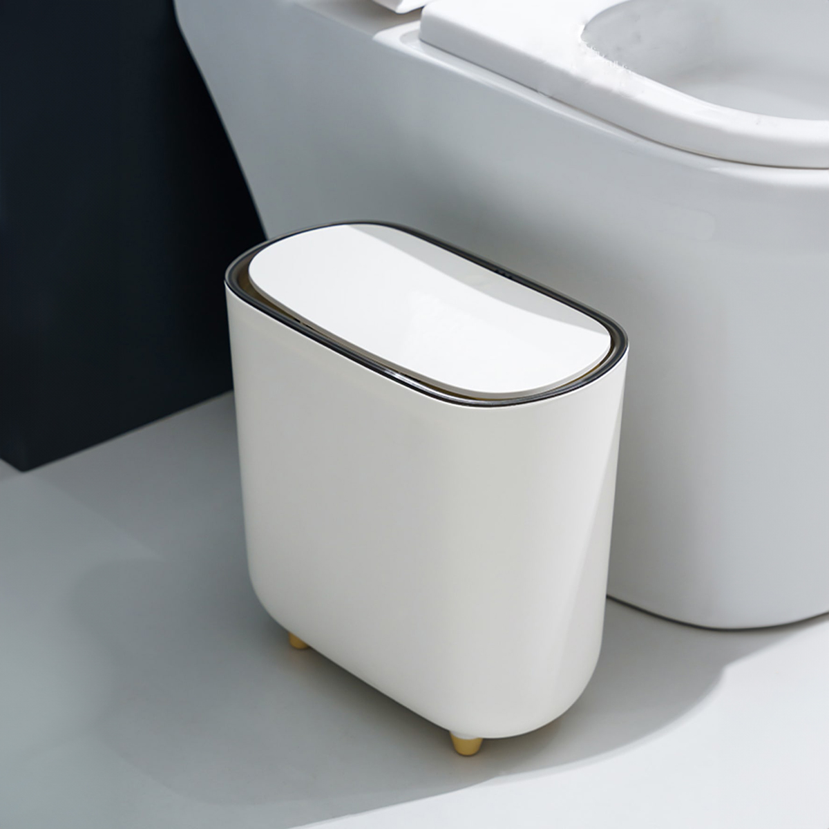 Bathroom Gap Narrow Shape Press Ring Trash Can With Lid For Garbage Sorting without Lid