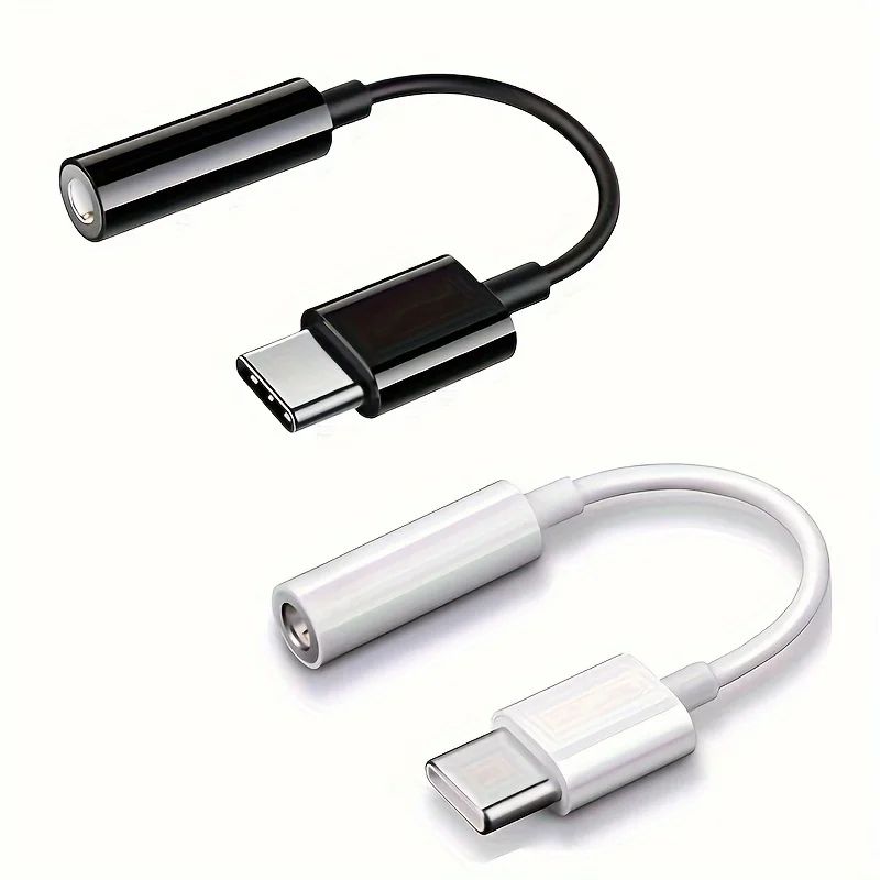 USB C To 3.5mm Audio Adapter Type C AUX Dongle Cable With 3.5mm Female Headphone Jack For Wired Earphones & Car Stereo white