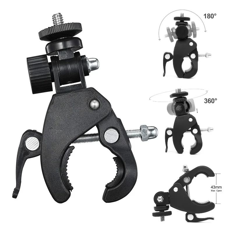360 Handlebar Camera Mount Clamp With 1 4" Screw For Bikes And Motorcycles 360 Handlebar Camera Mount Clamp With 1 4" Screw For Bikes And Motorcycles