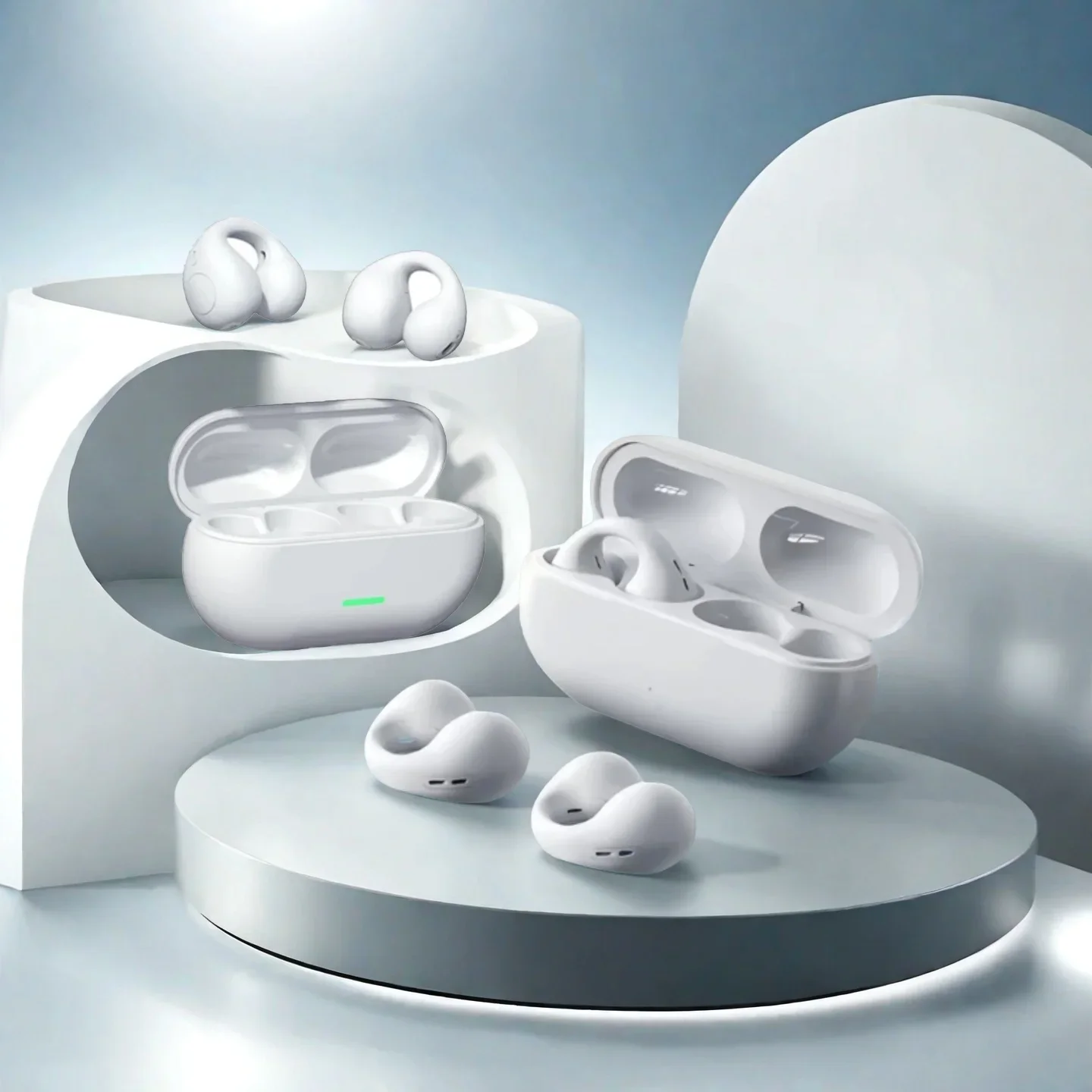 Fone Bluetooth Headset, Wireless Air Conduction Headphones, Clip Ear Music, Noise Canceling HD Call, Sports Gaming pink